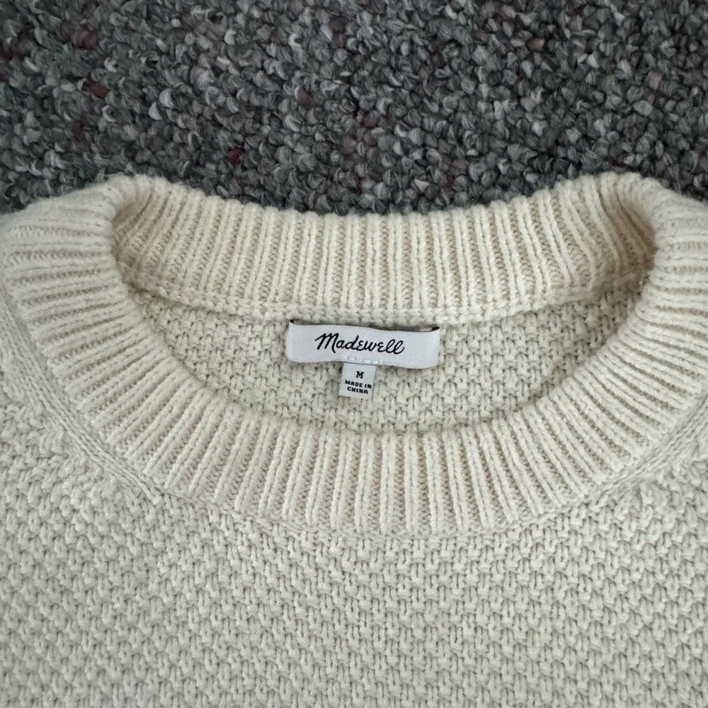 Madewell womens Pickford Cream Crewneck Pullover knit Sweater size medium - Picture 6 of 8